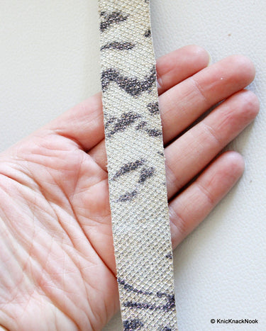 White, Black And Silver Shimmer Lace Trim, Animal Print Trim